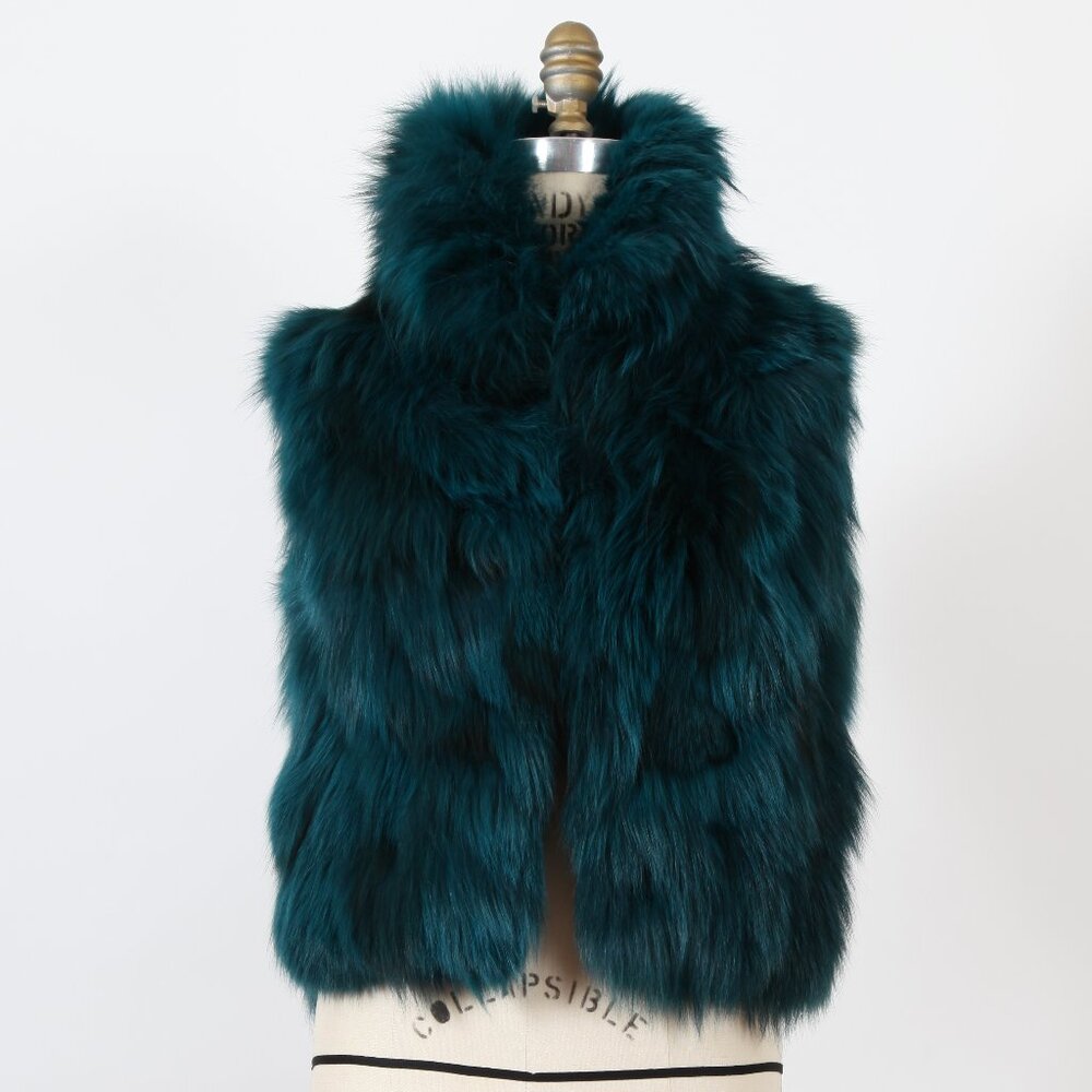 Adrienne Landau Teal Fur Vest